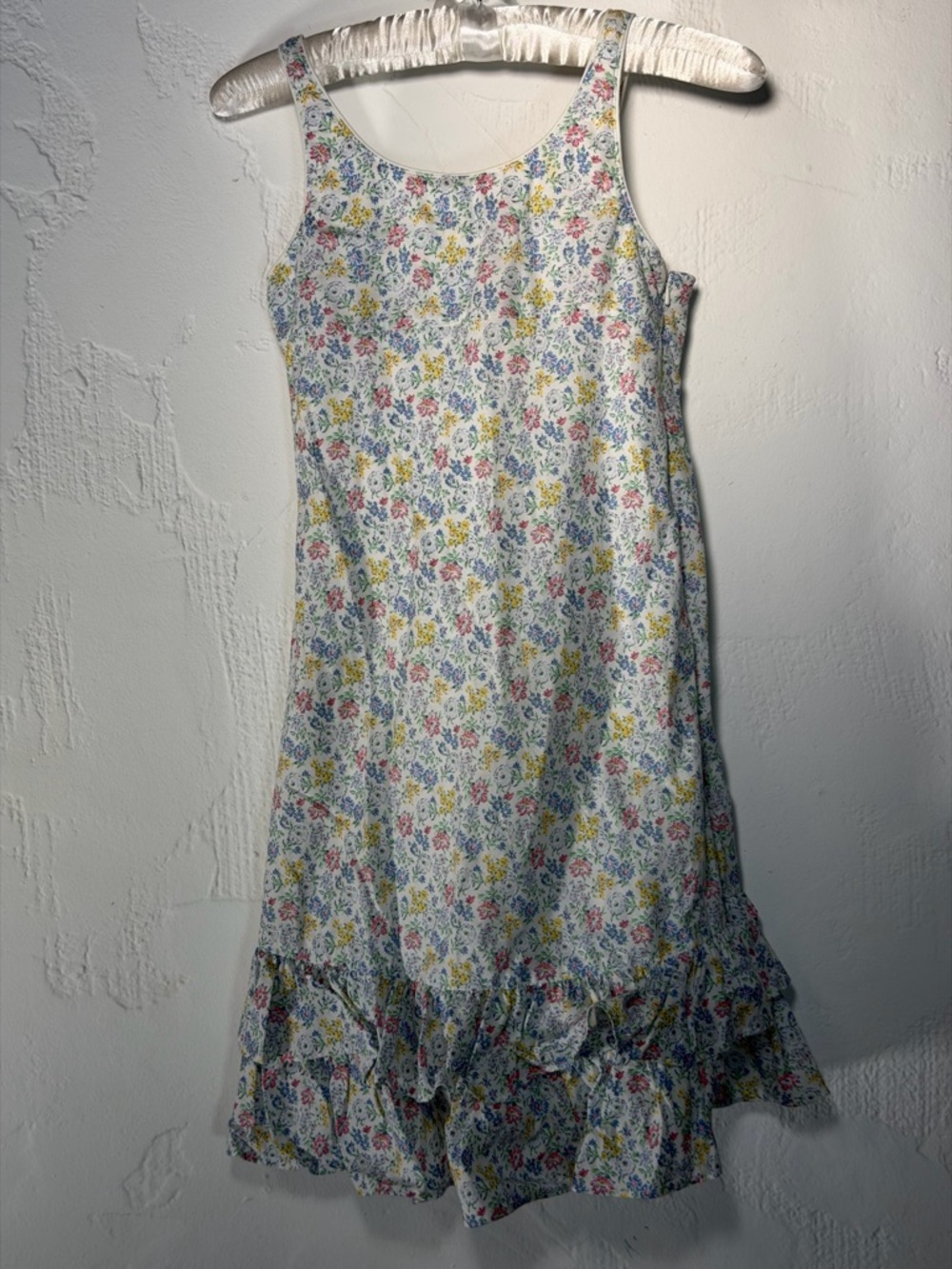 Ralph Lauren Girls Floral Ruffle Hem Spring Summer Dress- adjustable straps